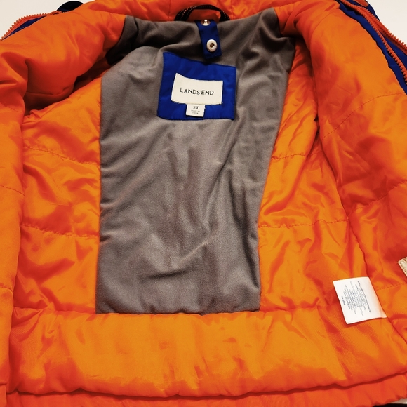 Land's End Blue Orange Hooded Jacket Coat Kids Size 2T Boys Girls - Picture 7 of 8